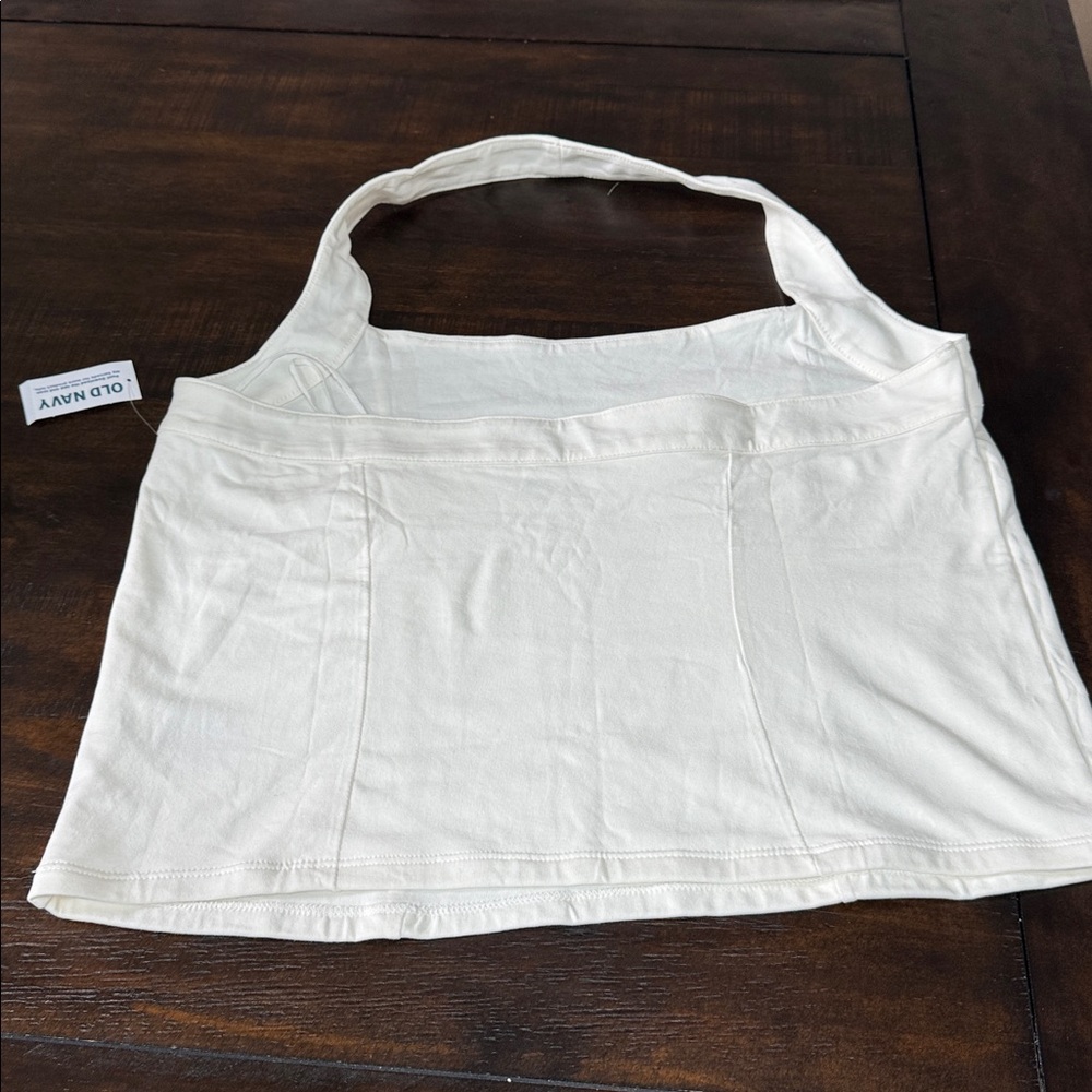 NWT Old Navy Double Layer Off White Halter Top - Picture 2 of 5